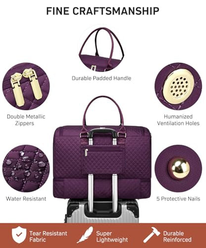 WINDARS Travel Duffle Bag, Weekender Bags for Women with Shoe Compartment, Overnight Bag with Toiletry Bag, Carry On Duffel Bags For Airplanes, Yoga Gym Duffel Bag, Dark Purple - color: Dark Purple