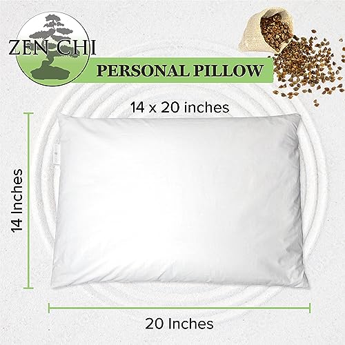 ZEN CHI Organic Buckwheat Hulls Pillow, Personal Standard Size 14"x20"
