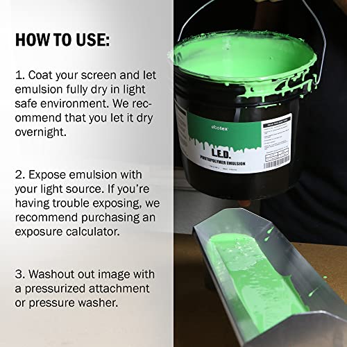 Ecotex® LED Green Pre-Sensitized Photo Emulsion - Silk Screen Emulsion, Qt | Premixed And Pre-Sensitized Photo Emulsion - No Diazo Needed, Ultra Durable, 12 Month Shelf Life, Made In The USA - Quart - size: Quart - 32 oz.