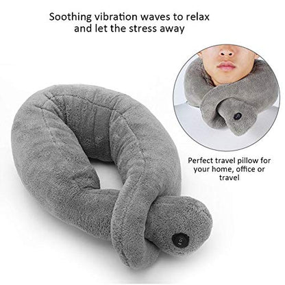Massaging Neck Pillow Wrap, Vibrating Neck Pillow, Cordless Vibrating Massaging Neck Pillow Massage Cushion Travel Neck Head Chin Support Pillow to Relax Muscle Relieve Stress