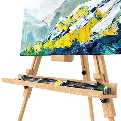 ARTEZA Easel Stand 37.4x39.4x78.3", Tripod Beechwood Display Stand with Steel Fittings for Painting & Displaying Artwork