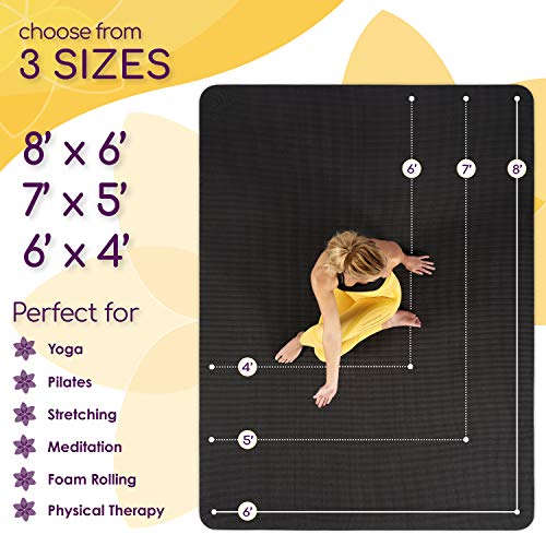 ActiveGear Large Yoga Mat, 6'x4'x8mm Extra Thick Non-Slip - Black