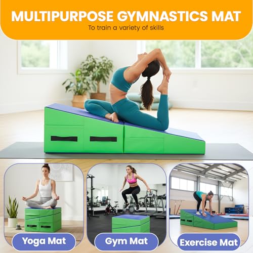 BestMassage Gymnastics Mat Incline Mat Tumbling Mat Folding Gymnastic Tumbling Mat Indoor/Outdoor Exercise Mat Home Gym Yoga Mat with Handle - size: 47.2 x 23.6 Inches