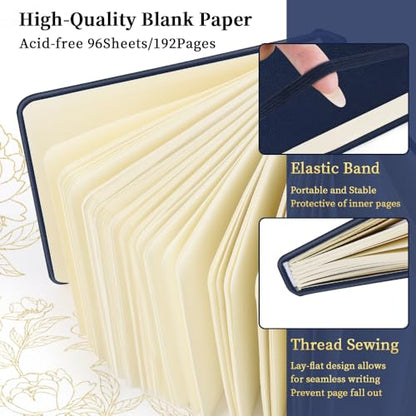5x5 Pocket Sketch Book,80gsm Hardcover Art Sketchbook for Drawing Journal | PU Cover,Blank Paper,96Sheets/192Pages,Lay-Flat,Portable Travel Creation Paint Diary Memo Planner,Dry Media.Royal Blue - color: PU Cover-5x5in-Royal Blue
