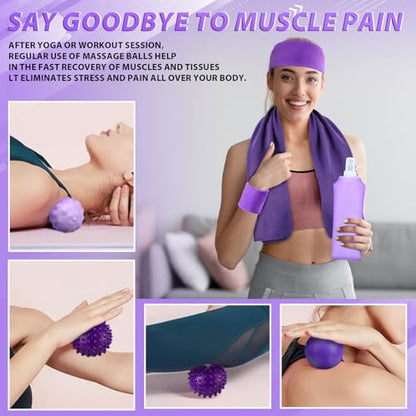 Halloscume 24 Pcs Pilates Kit, Home Pilate Equipment for Women, Pilates Ring and Ball Set with Stretching Strap, Water Bottle, Magic Circle, Yoga Ring, Gym Bag, Resistance Band, Anti Slip Sock - color: Purple