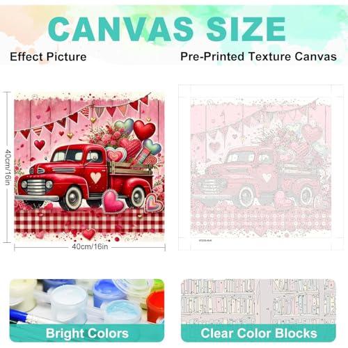cviokrdu Valentine's Day Paint by Numbers Kit for Adults - Valentine's Day Adult Paint by Number Kits on Canvas, DIY Oil Painting for Gift Home Wall Decor (16x16inch) - color: MT22336