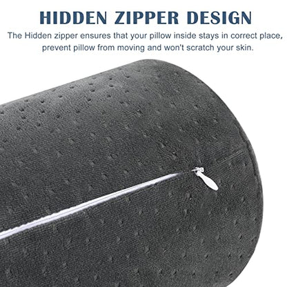 Remerry 2 Pcs 16 x 6 Inches Velvet Neck Roll Pillow Cover with Zipper, Soft Bolster Pillowcases for Cylindrical Pillow (Cover Only, Bolster Not Included)(Ash Black) - color: Ash Black, size: 16 x 6 Inches