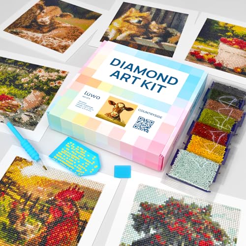 LuwoArte 6 Pack Diamond Painting Kits for Adults – Countryside-Themed Diamond Art Kits – Full Drill DIY Paint Gem Art for Adults–Brilliant 5D Diamond Painting Kit for Relaxing Home Décor & Craft Gifts - color: Countryside