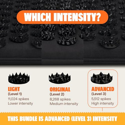 ShaktiMat Premium Acupressure Mat & All-Over Pillow Set, Level 3 Intensity in Black, Thousands of Signature Spikes that Massage Muscles, Aid Sleep & Unlock Inner Tension | Similar to Acupuncture