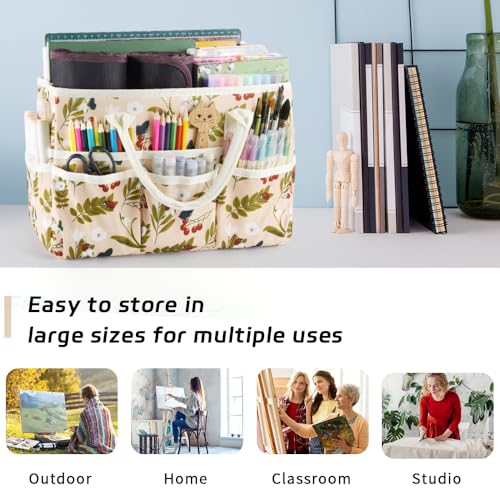 Craft Organizer Tote Bag with Multiple Pockets,Scrapbooking Art Storage | Portable Travel Containers for Caddy,Art and Craft Sewing Bag,Daily Use and Office Supplies Storage.Red Fruit - color: Red Fruit