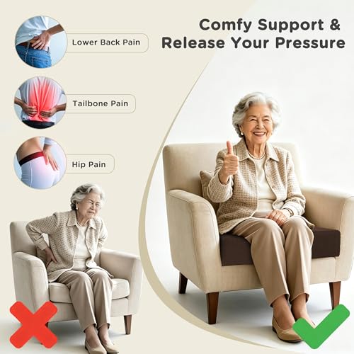 AddGrace High Density Recliner Cushion for Elderly 20x20in Brown - color: Dark Brown