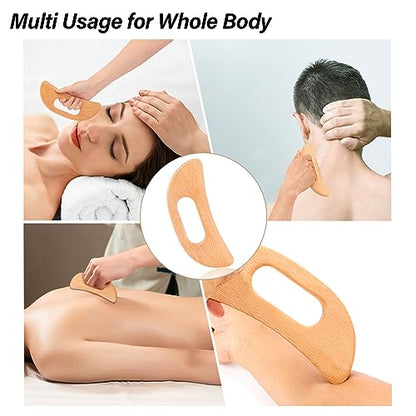 Mozeat Lens Body Gua Sha Tool Wooden Lymphatic Drainage Massager - color: Style-b