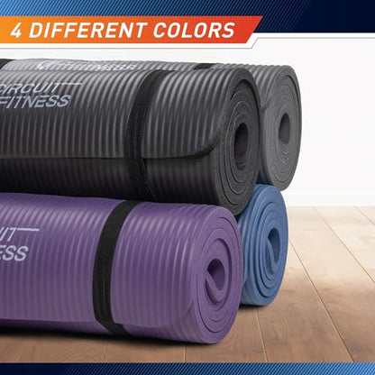 Circuit Fitness by Marcy Non-Slip Multi-Purpose Exercise Yoga Mats with Carrying Strap Multi-Thickness, Multi-Color Options - color: Sleek Black, size: 1/2-inch