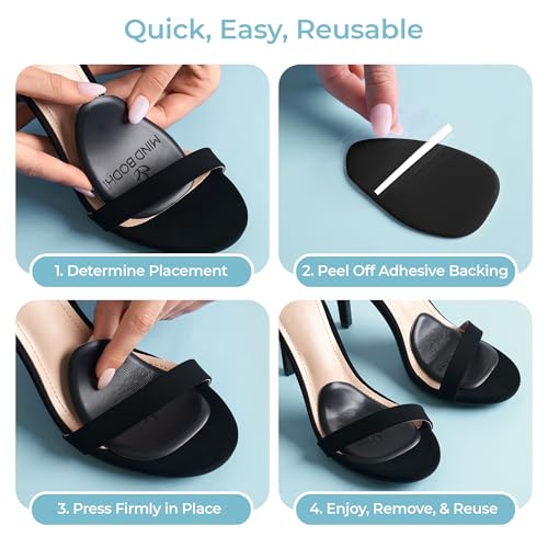 Mind Bodhi Ball of Foot Cushions for Women - 2 Pairs - Black Gel - color: Black