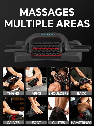 Rolling Percussive Deep Tissue Massage Roller Stick with Hands-Free Base