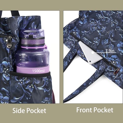 CLOUDMUSIC Shoulder Tote Bag For Nurses Teachers Work Gym Travel Beach Women With Large Capacity Waterproof - color: Mystery Blosoom