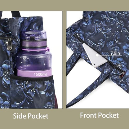 CLOUDMUSIC Shoulder Tote Bag For Nurses Teachers Work Gym Travel Beach Women With Large Capacity Waterproof - color: Mystery Blosoom