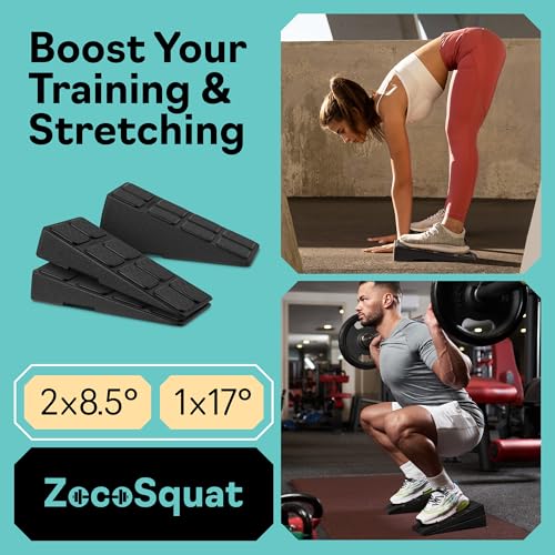 Squat Wedge Block Set of 3/5 - 960 LBS Capacity - Slant Board for Calf Stretching with 5 Stackable Angles - Calf Stretcher Slant Board - Workout Equipment - EPP Material for Exercise Equipment & Physical Therapy - color: Black&Blue