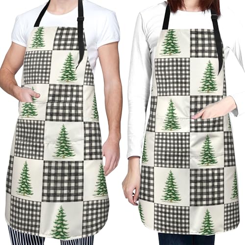 Art Apron with Pocket for Women Men | Kitchen Aprons Chef Apron for Cooking Baking BBQ Painting Gardening - color: Buffalo Checks