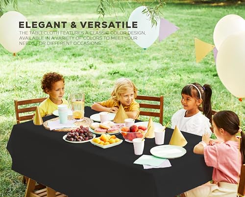 Utopia Kitchen Plastic Table Cloth Disposable [Black, 6 Pack] | Rectangle Tablecloth Waterproof Stain Resistant Party Table Cover - color: Black, size: 54X108 Inch - 6PC