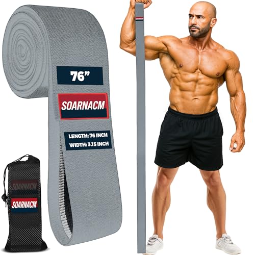 76-Inch Extended-Length Resistance Bands – Heavy-Duty Black Fabric Workout Bands for Strength, Mobility, Stretching & Full-Body Training – Durable Exercise Bands for Home