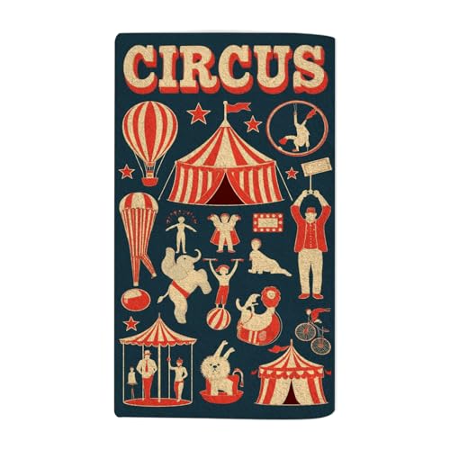 Cute Funny Circus Bath Towel 15X30 Inch Washcloths Face/Body/Hair/Hand Towel for Spa Gym Yoga Swim Bathroom Kitchen Hotel - color: Cute Funny Circus