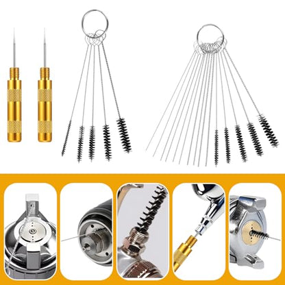 22Pcs Airbrush Cleaner for Spray Paint, Airbrush Cleaning Kit Accessories with 10Pcs Cleaning Brushes Straw Cleaner Brushes, 10Pcs Cleanings Needles, 2Pcs Pointed Pick Needle