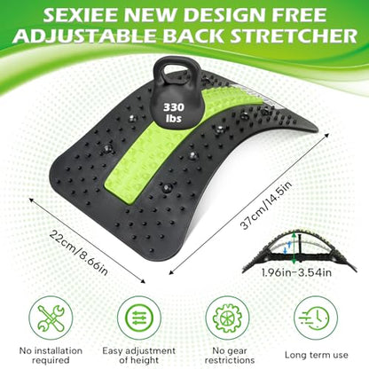 Back Stretcher, Pneumatic Inflatable Lumbar Support Board with Hand Pump & Release Valve, Stepless Height Adjustment, Decompression-Style Stretching, Cracking Device Alternative (Green) - color: Green
