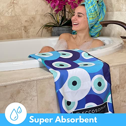 ECCOSOPHY Microfiber Beach Towel - Quick Dry, Sand Free and Oversized 71x35 - color: Santorini