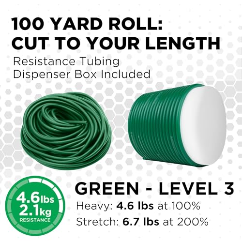 THERABAND Resistance Tubing, Physical Exercise Band, Workout, 100', Green - color: Level 3 / Heavy - Green, size: 100 Foot