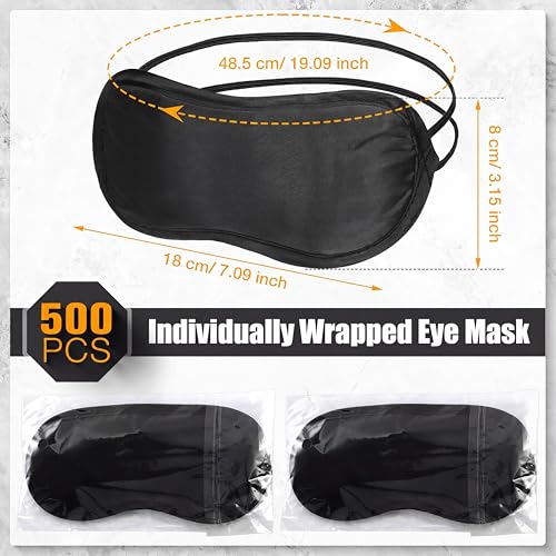 Tarpop 200 Pcs Eye Mask Sleeping Blindfold Eye Cover with Adjustable Strap for Games Party Team Building Travel Individually Wrapped Sleep Mask for Women Men (Black) - color: Black