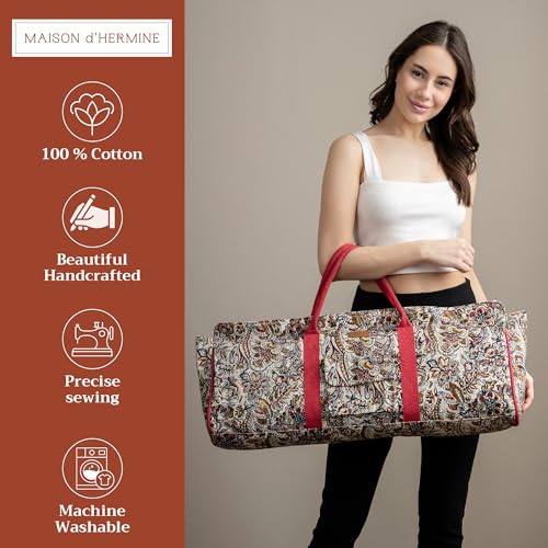 Maison d' Hermine Yoga Mat Duffle Bag Gym Tote Yoga Mat Carry Bag | Cylindrical bag for Woman Men Gifts Adjustable shoulder straps with Drawstring Water Bottle Pocket and zipper pocket - color: Jaipur, style: Yoga Mat Tote