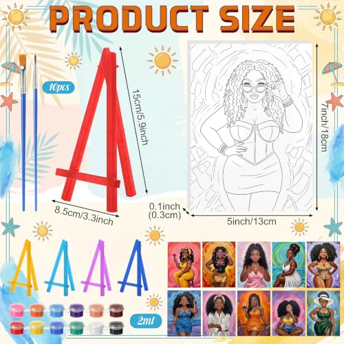 Blosssound 10 Set Pre Printed Canvas Pre Drawn Canvas Painting with Easel Kits 5" x 7" Outline Painting Panels for Beginners, DIY Craft Project, Party Favor, Home Decors(Curvy Goddesses) - style: Curvy Goddesses