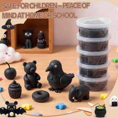 VioraWhite 48 Pcs Air Dry Clay Bulk 1.6lb Modeling Clay Kit,Black | Soft & Stretchable, Magic Foam for Kids, DIY Molding, Arts & Crafts, Boys Girls Party Favors, Cosplay Sculpting Supplies - color: Black