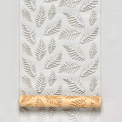 MKM Pottery Tools Wood Twig Rollers for Clay (TW-13 Fern Leaves 2) - color: TW-13 Fern Leaves 2