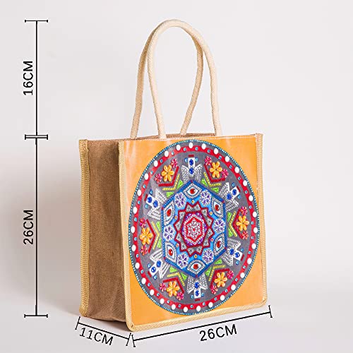 DOOSAI Diamond Painting Canvas Tote Bags 4 Pack Boho Diamond Dots Art Kits Shoulder Bags 5D DIY Handbags Handmade Gifts Reusable Shopping Bags with Handles for Women Adults Work (Mandala Flowers) - color: 4 Pack Mandala Flowers