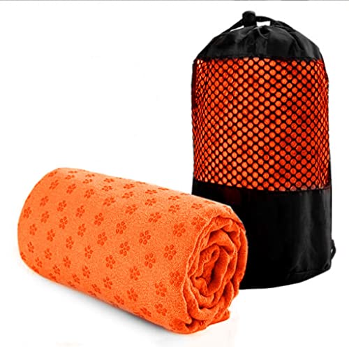 Yoga Towel, Hot Yoga Mat Towel - Sweat Absorbing Non-Slip for Hot Yoga, Pilates and Workout, 24x72 inches with Grip Dots (Orange) - color: Orange