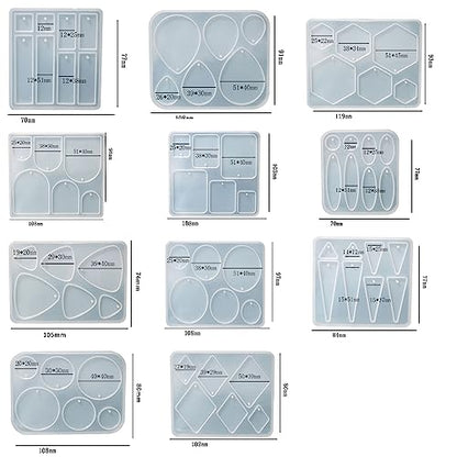 Attuslla 11 PCS Resin Earring Molds Silicone Jewelry Earring Molds Epoxy Resin Molds DIY Craft with Ear Hooks, Jump Rings for DIY Women Earrings, Pendants, Rings, Jewelry Craft Supplies - color: Style 4