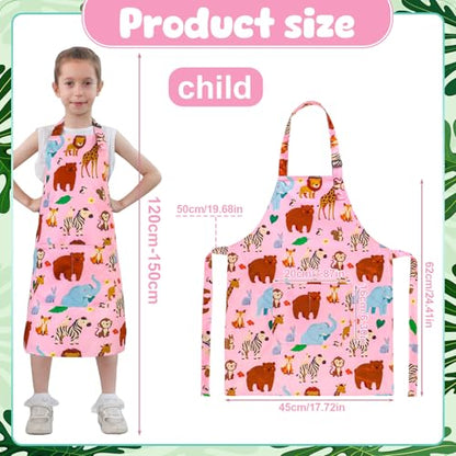 2 Pack Kids Apron, Cute Cooking Aprons, Waterproof Art Apron with Pockets, Toddler Painting Artist Apron Adjustable - color: Forest Animals, size: 45*62cm