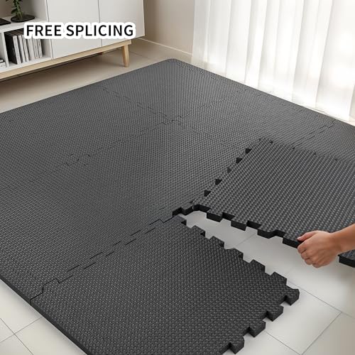 PROIRON 18 PCS Puzzle Exercise Mats, 11.8×11.8×0.4 Inch EVA Foam Interlocking Floor Tiles, Non-Slip Heavy-Duty Rubber Mats for Home Gym, Kids Play Area, Garage Floor Protectio