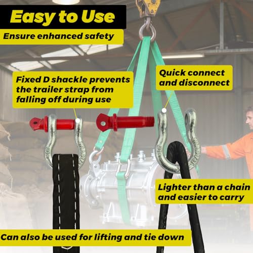 HENBOW Lifting Straps with D Ring Shackle,6.5' × 3" Heavy Duty Flat Lift Sling Straps for Hoist 6600 lbs Safety Load，Web Sling Car Tree Saver Winch Recovery - size: 3 Inch × 6.5 FT