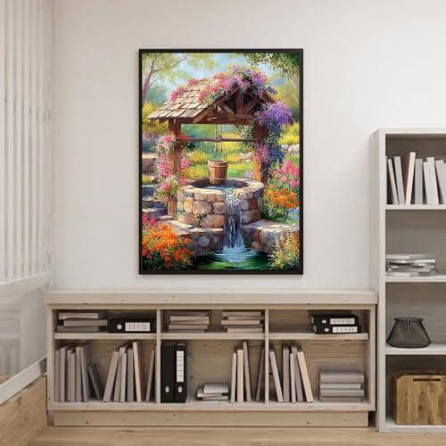 Garden Well Diamond Art Kits for Adults, Diamond Painting 12X16 Inch | Easy 5D Diamond Art Kits, Round Dots Full Drill, DIY Diamond Painting Kit for Adult Beginners, Home Wall Decor Gifts - color: Country 17