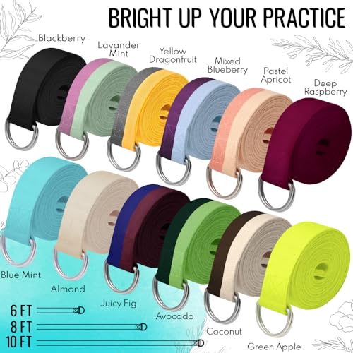 TECEUM 2 IN 1 Yoga & Mat Strap for Stretching – Cotton – 6/8/10 ft - color: Blue, size: 10 ft