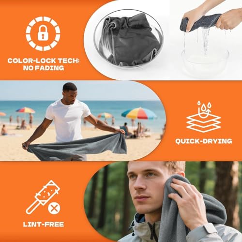 Microfiber Sweat Towel, Quick Dry 3 Pack 27x55 in - color: Gray, size: 27 inch X 55 inch