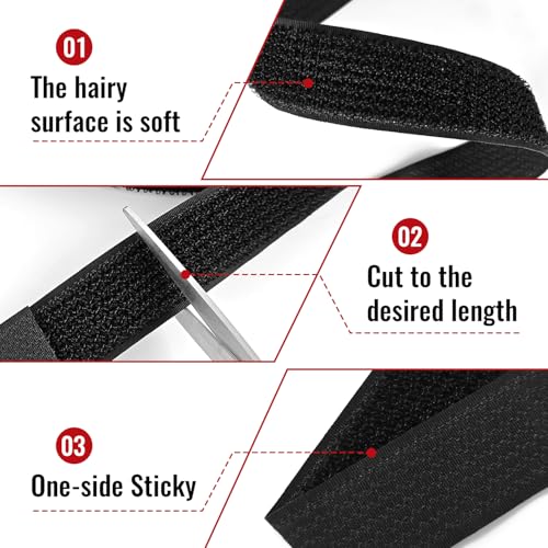 1" x64ft Hook and Loop Straps with Metal Buckles, Molle Cable Straps, Adjustable Fastening Cinch Strap, Reusable Nylon Securing Cord Ties, 1 inch Wide, Black with 70 Buckles - color: 1"x64ft, 70 Buckles