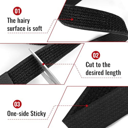 1" x64ft Hook and Loop Straps with Metal Buckles, Molle Cable Straps, Adjustable Fastening Cinch Strap, Reusable Nylon Securing Cord Ties, 1 inch Wide, Black with 70 Buckles - color: 1"x64ft, 70 Buckles