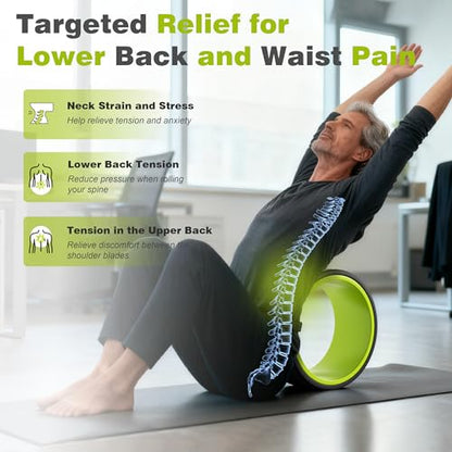 Back Roller Wheel - 4 Pack Yoga Foam Roller for Physical Therapy & Back Stretcher, Deep Tissue Massage for Pain Relief & Stretching | Green. - color: Green and Black
