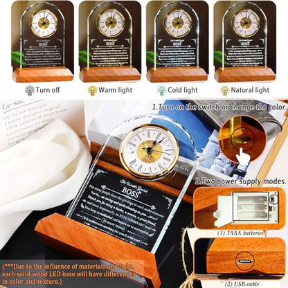 Ornalrist Boss Gifts for Best Boss Manager Glass Clock Boss's Day Keepsake - color: Boss Gifts