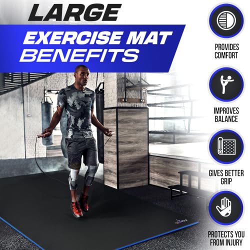 Sensu Large Exercise Mat – Extra Thick Non-Slip Workout Mat for Home Gym, Durable Shoe-Friendly Fitness Mat for Strength Training, Stretching, Cardio, and Balance Workouts (Multiple Sizes) - size: 7' x 5' x 8.5mm