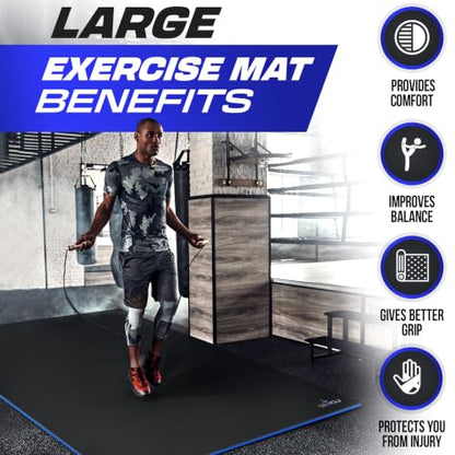 Sensu Large Exercise Mat – Extra Thick Non-Slip Workout Mat for Home Gym, Durable Shoe-Friendly Fitness Mat for Strength Training, Stretching, Cardio, and Balance Workouts (Multiple Sizes) - size: 7' x 5' x 8.5mm